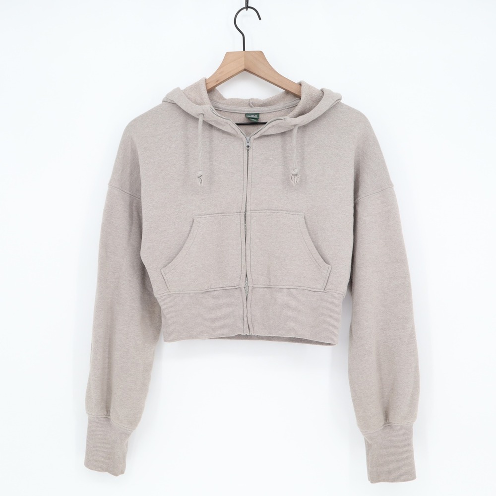 Wild Fable Hoodie Womens S Cropped Zip Up Tan Fleece Long Sleeve Good